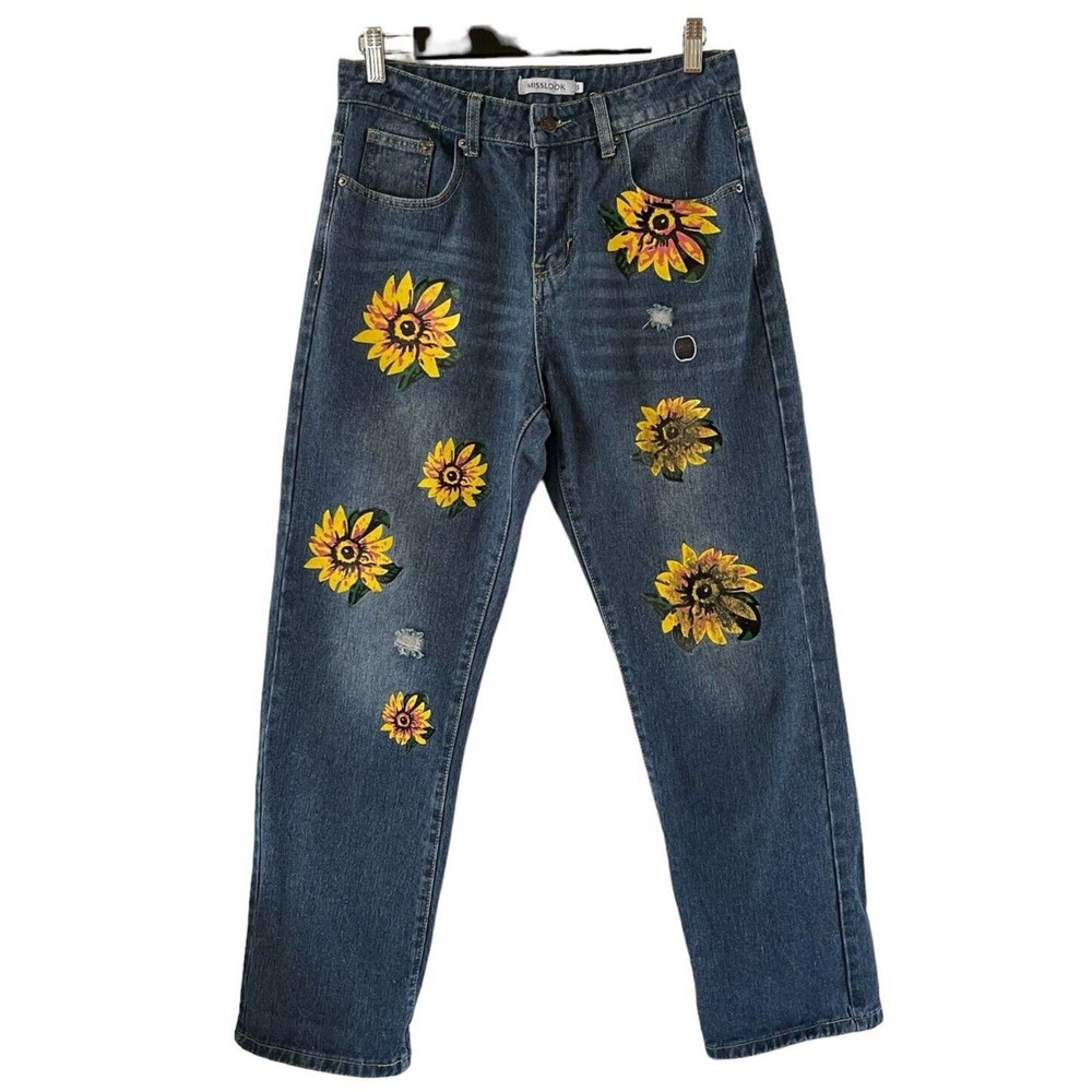 Misslook Sunflower Sz S Jeans Anthropologie Hippie Boho Cosplay Blue Denim
